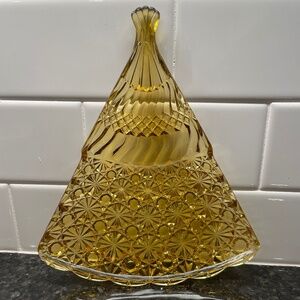 Vintage Amber glass Fan Plate